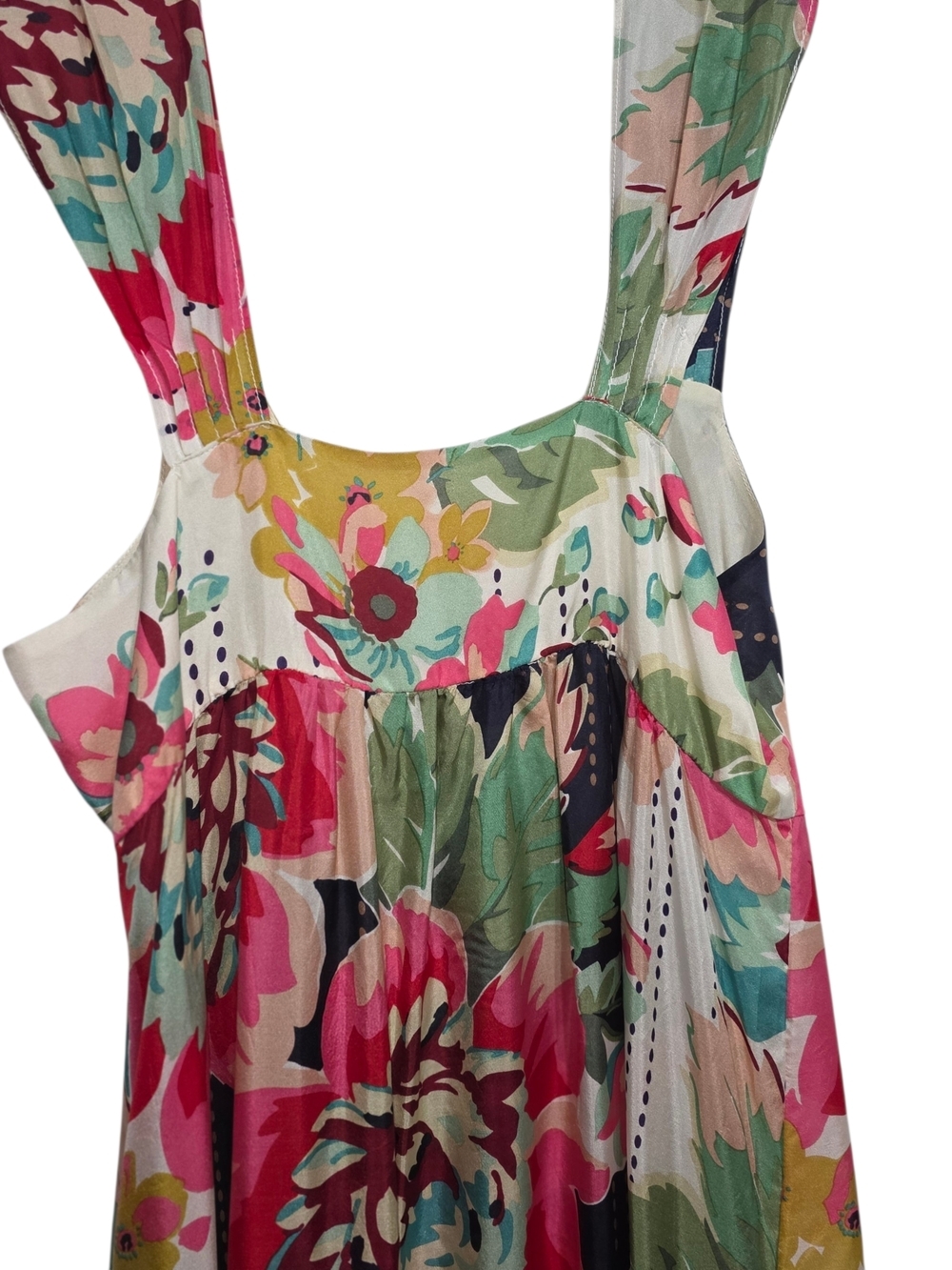Johnny Was Silk Floral Maxi Dress XS Boho Cottagecore Sleeveless Button Front - Picture 5 of 9